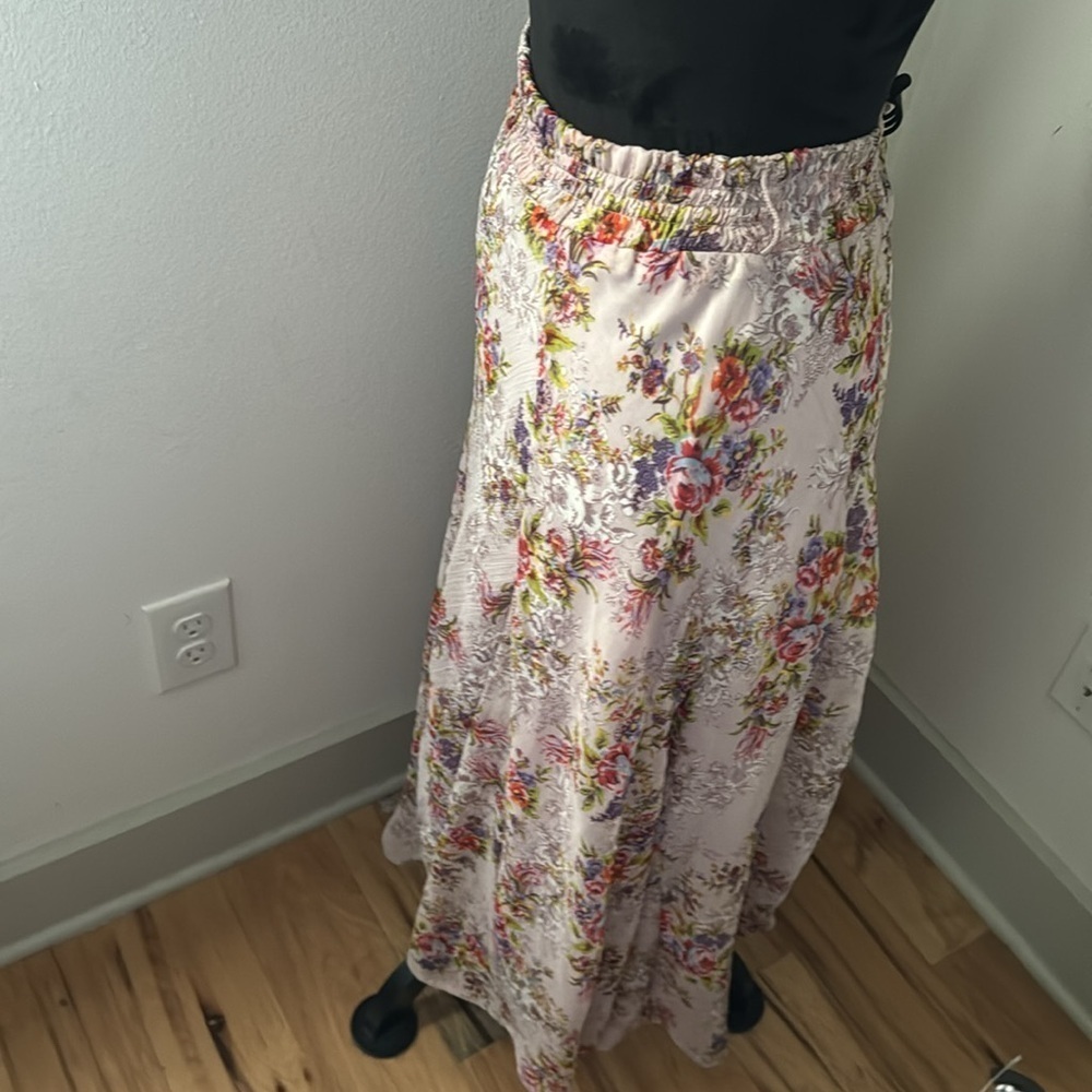 Lapis floral pink wide elastic waistband pull on maxi Flowy skirt Sz XL‎ - Picture 2 of 5